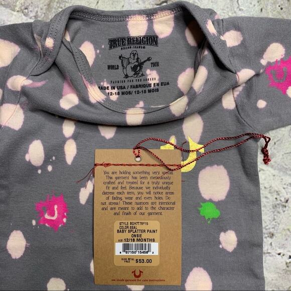 True Religion World Tour Splatter Paint Onesie - Picture 6 of 7